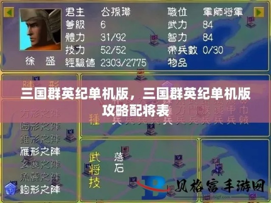 掌控三国，一统天下：深度解析三国群英纪单机版全角色属性与策略选择攻略