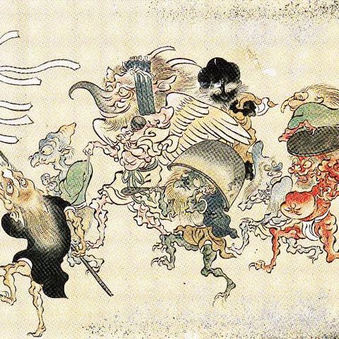 (百鬼夜行,有人混在其中,比鬼还高兴)百鬼夜行，人在其中，诡异的夜晚万物皆有灵。