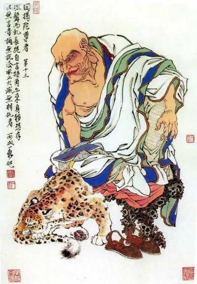 (古代十八罗汉画像)古风画作中最具挑战的题材：十八罗汉劝善图